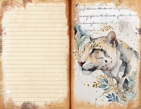 Watercolor Leopard Junk Journal Pages: Scrapbook Paper (Digital Download) — image 7