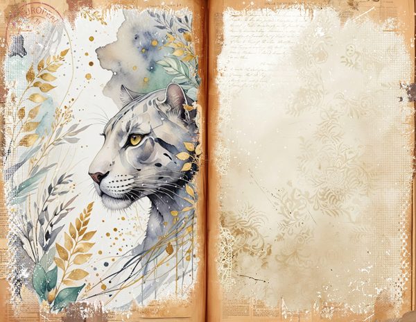 Watercolor Leopard Junk Journal Pages: Scrapbook Paper (Digital Download) — image 8