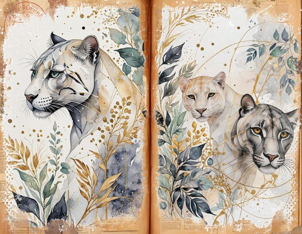 Watercolor Leopard Junk Journal Pages: Scrapbook Paper (Digital Download) — image 9