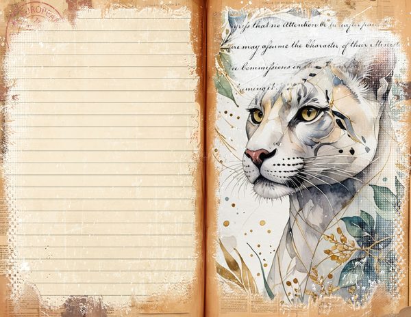 Watercolor Leopard Junk Journal Pages: Scrapbook Paper (Digital Download) — image 10