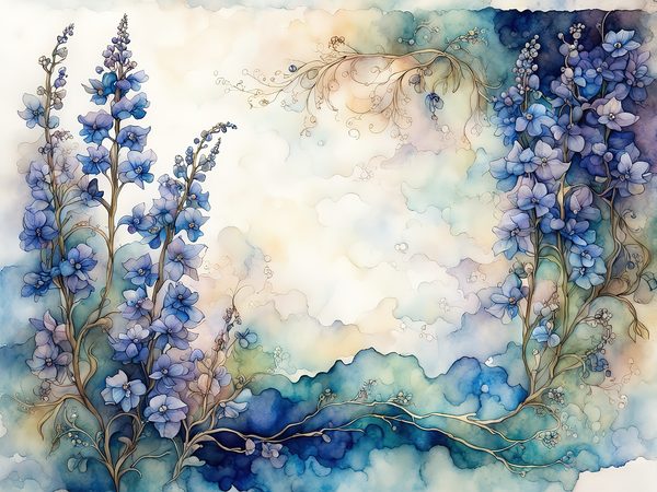 Watercolor Delphinium Floral Paper Set, 8.5x11 (Digital Download) — image 3