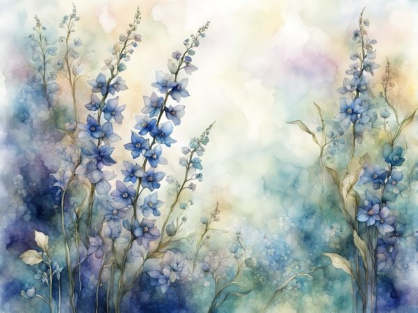 Watercolor Delphinium Floral Paper Set, 8.5x11 (Digital Download) — image 6