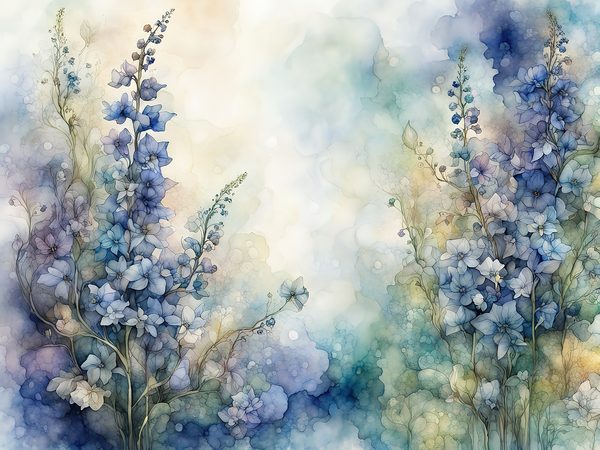 Watercolor Delphinium Floral Paper Set, 8.5x11 (Digital Download) — image 7