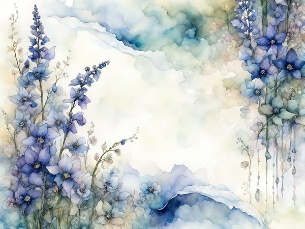 Watercolor Delphinium Floral Paper Set, 8.5x11 (Digital Download) — image 8