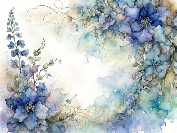 Watercolor Delphinium Floral Paper Set, 8.5x11 (Digital Download) — image 9