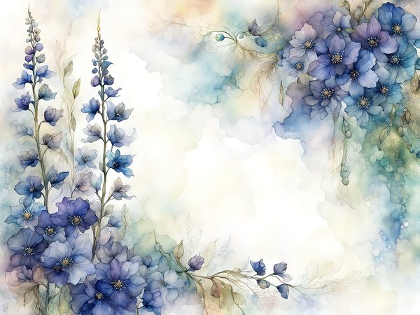Watercolor Delphinium Floral Paper Set, 8.5x11 (Digital Download) — image 10