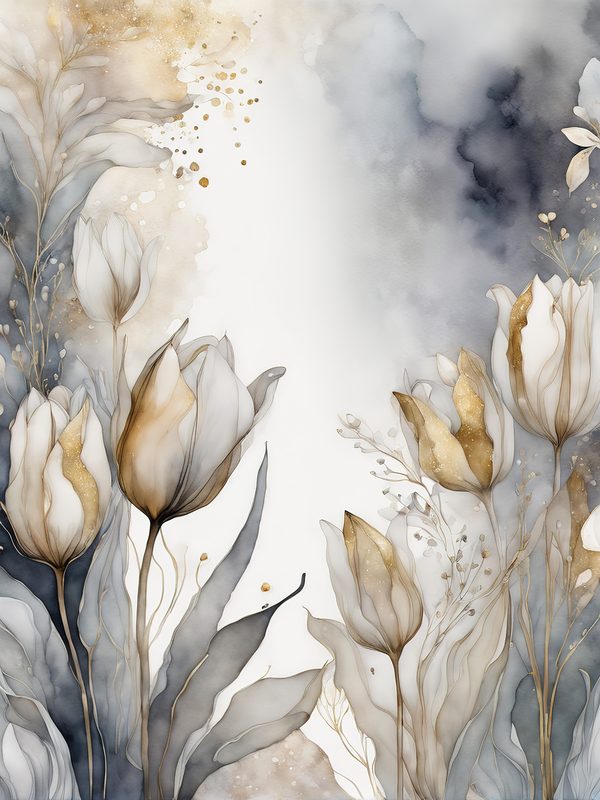 Watercolor Tulips Digital Paper: Neutral Wedding Stationery (8.5x11in JPG) — image 3