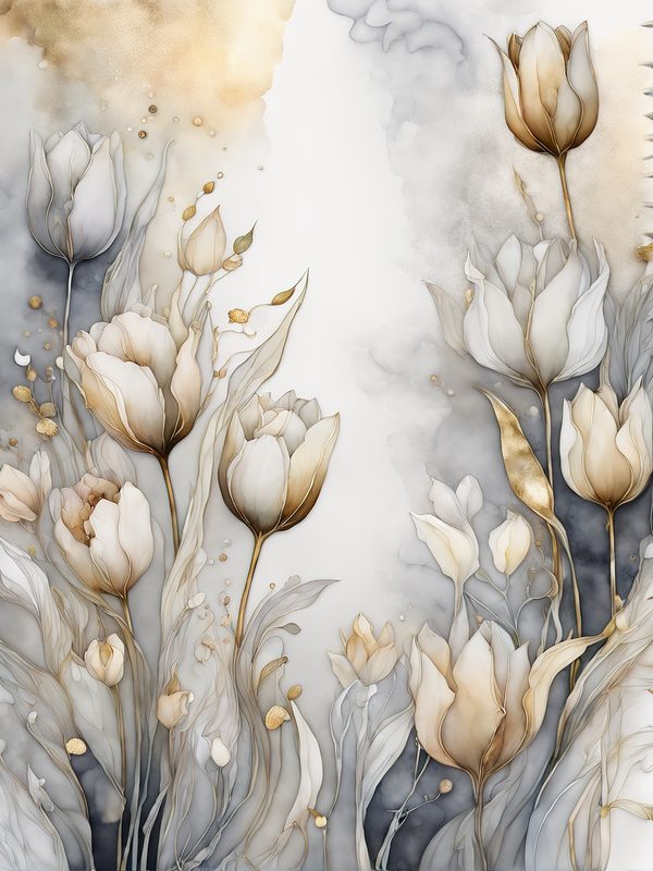 Watercolor Tulips Digital Paper: Neutral Wedding Stationery (8.5x11in JPG) — image 5