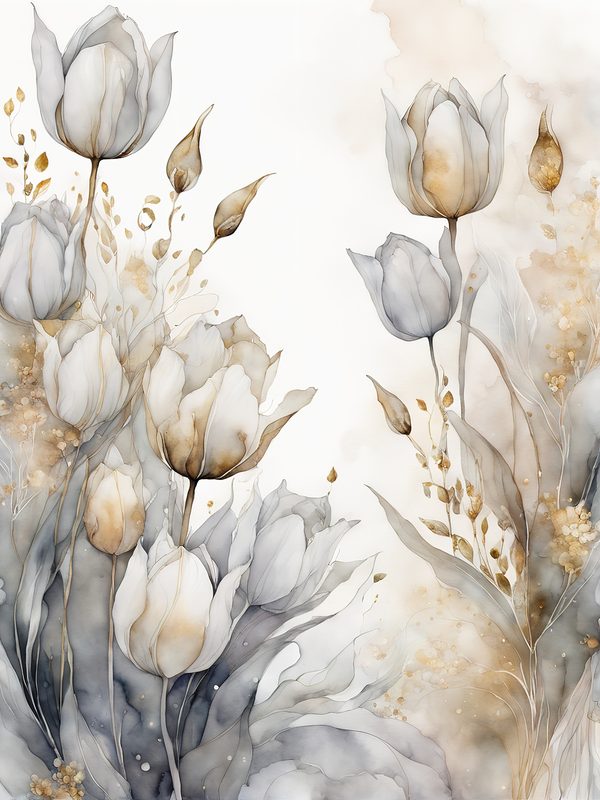 Watercolor Tulips Digital Paper: Neutral Wedding Stationery (8.5x11in JPG) — image 6