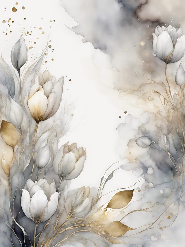 Watercolor Tulips Digital Paper: Neutral Wedding Stationery (8.5x11in JPG) — image 7