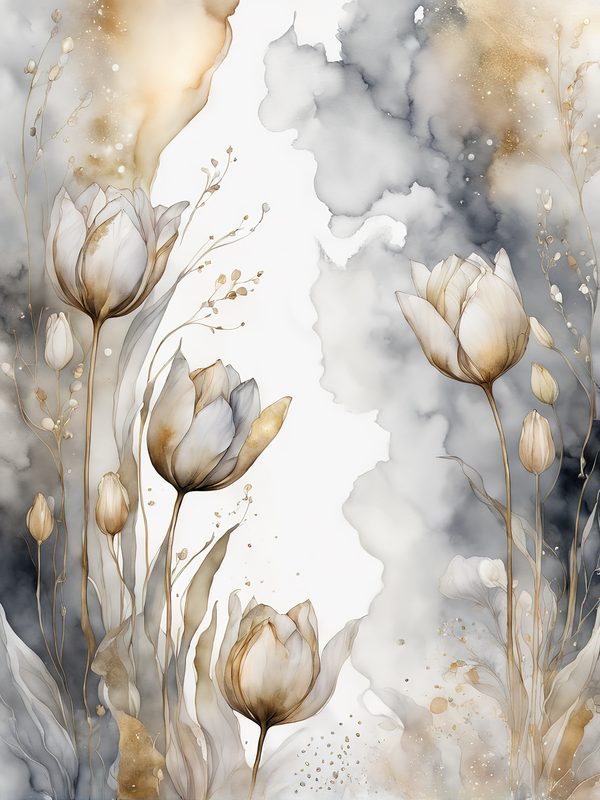 Watercolor Tulips Digital Paper: Neutral Wedding Stationery (8.5x11in JPG) — image 10