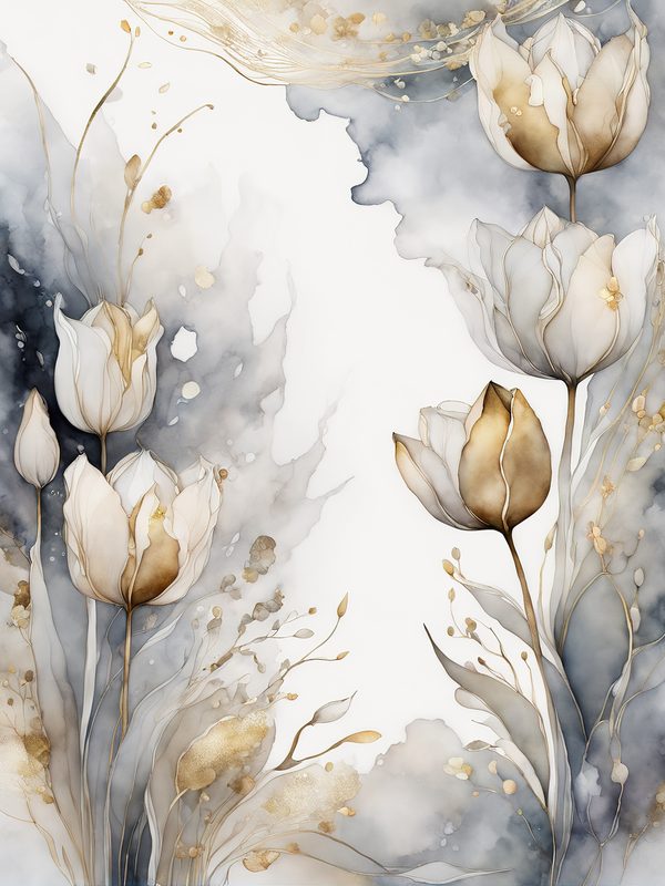 Watercolor Tulips Digital Paper: Neutral Wedding Stationery (8.5x11in JPG) — image 11