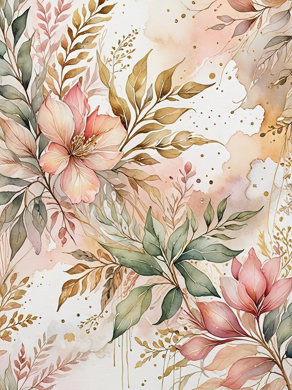 Watercolor Floral Digital Paper: Soft Pink Blooms (JPGs, Commercial Use) — image 1
