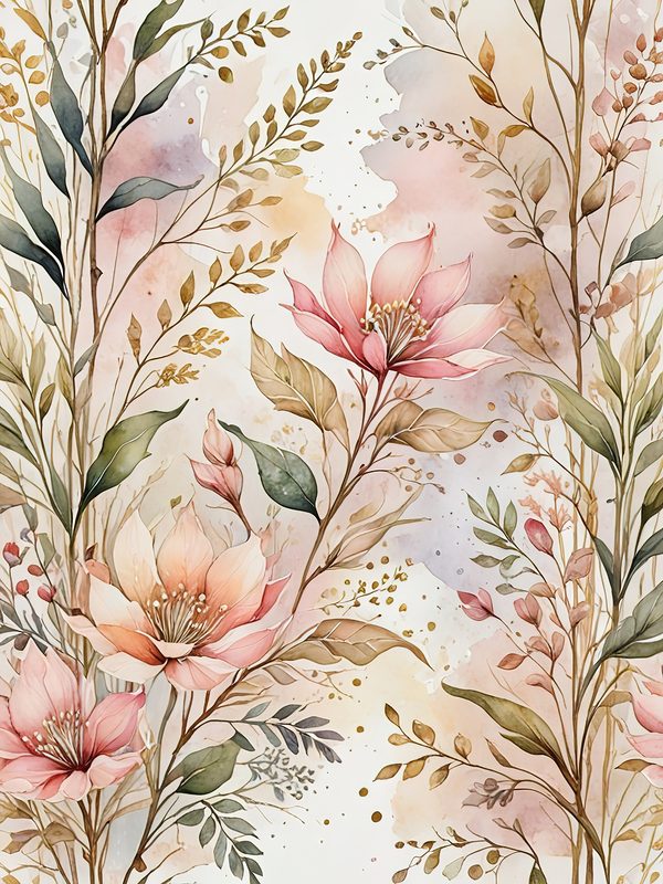 Watercolor Floral Digital Paper: Soft Pink Blooms (JPGs, Commercial Use) — image 5