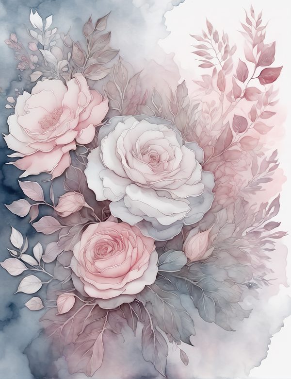 Watercolor Blush Rose Digital Paper Set: Scrapbooking JPGs (Digital Download) — image 6