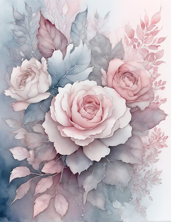 Watercolor Blush Rose Digital Paper Set: Scrapbooking JPGs (Digital Download) — image 7
