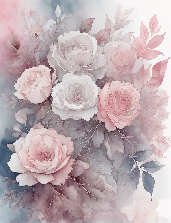 Watercolor Blush Rose Digital Paper Set: Scrapbooking JPGs (Digital Download) — image 8