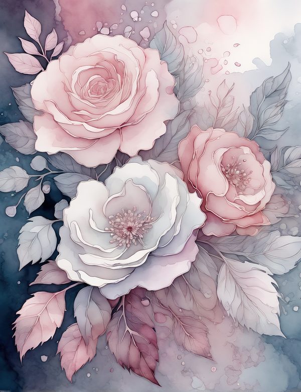 Watercolor Blush Rose Digital Paper Set: Scrapbooking JPGs (Digital Download) — image 9