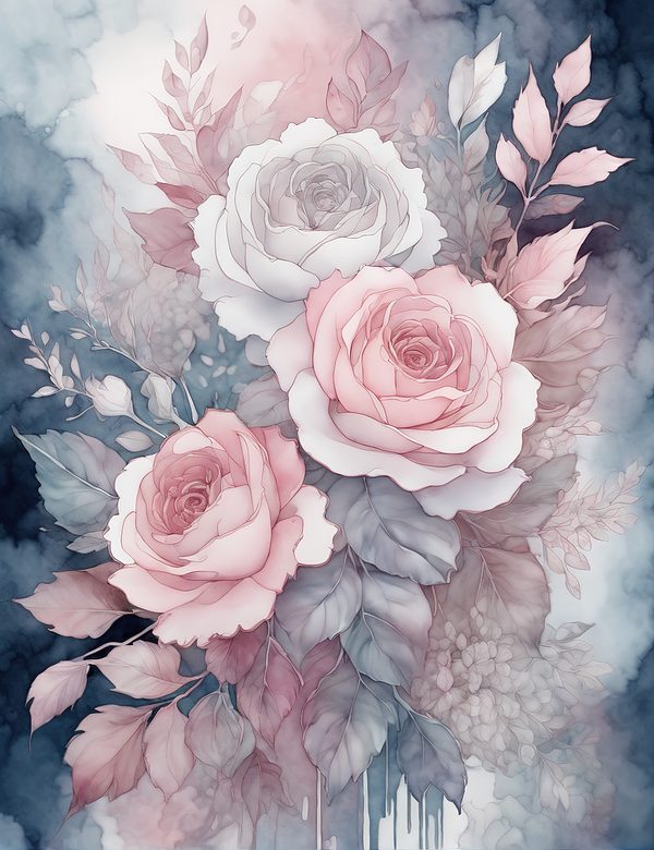 Watercolor Blush Rose Digital Paper Set: Scrapbooking JPGs (Digital Download) — image 10