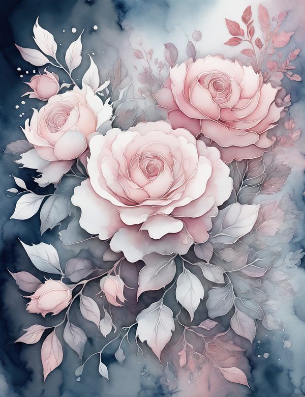Watercolor Blush Rose Digital Paper Set: Scrapbooking JPGs (Digital Download) — image 11