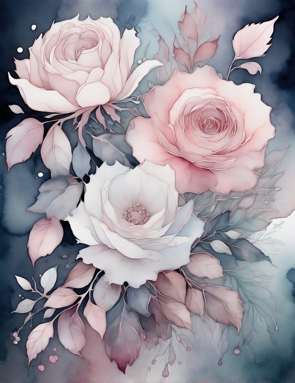 Watercolor Blush Rose Digital Paper Set: Scrapbooking JPGs (Digital Download) — image 12