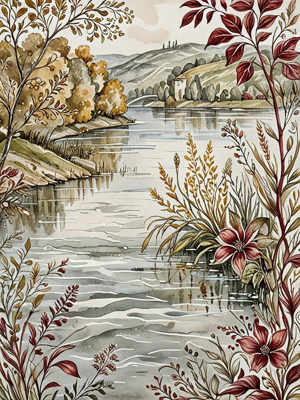 Watercolor Landscape Digital Paper Set: Elegant Lady, Earthy Tones (10 JPGs) — image 2