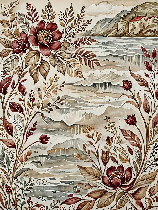 Watercolor Landscape Digital Paper Set: Elegant Lady, Earthy Tones (10 JPGs) — image 3