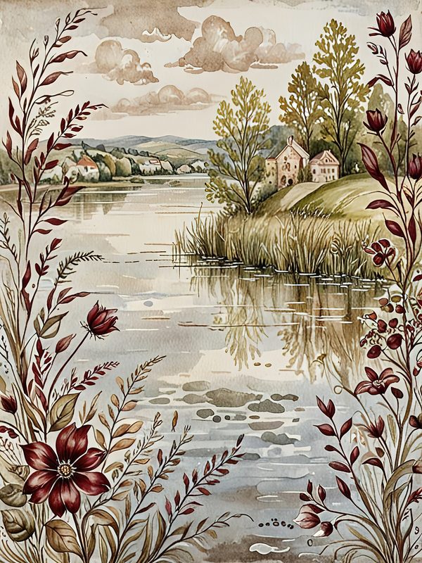 Watercolor Landscape Digital Paper Set: Elegant Lady, Earthy Tones (10 JPGs) — image 4