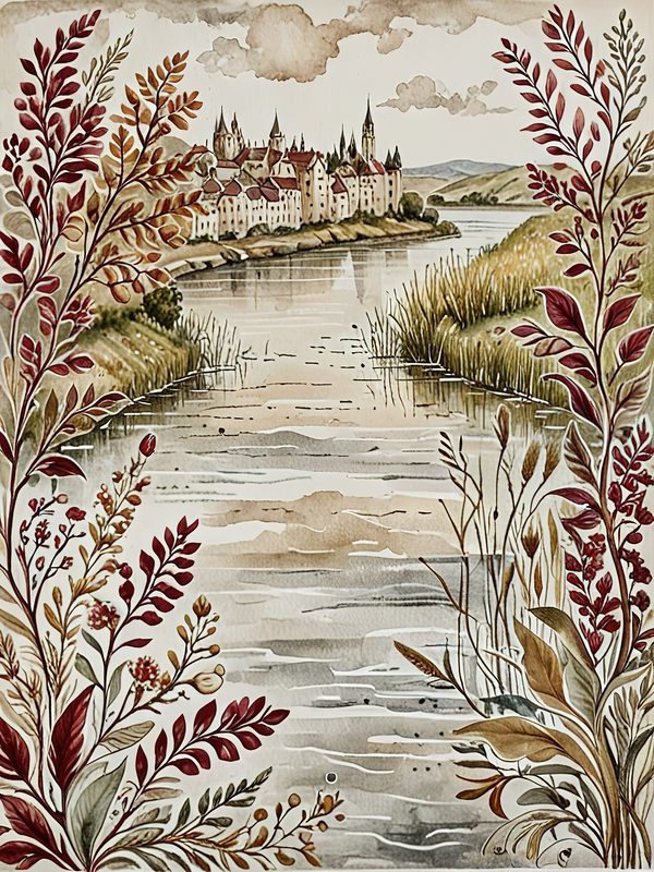 Watercolor Landscape Digital Paper Set: Elegant Lady, Earthy Tones (10 JPGs) — image 5