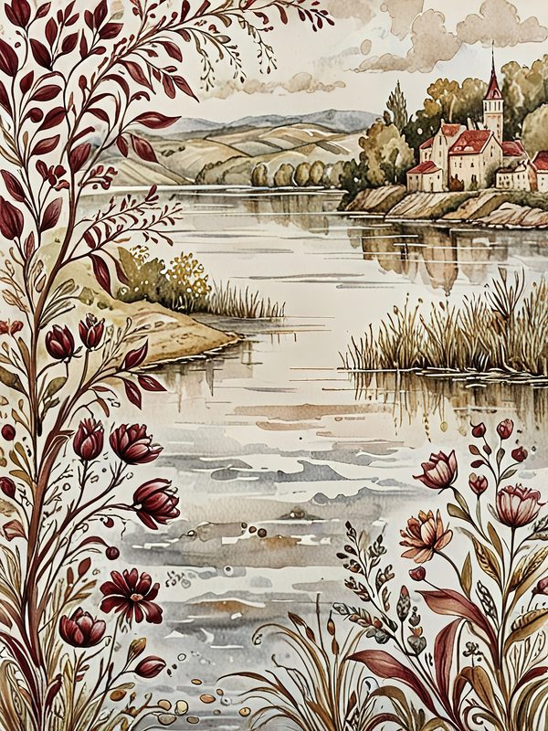 Watercolor Landscape Digital Paper Set: Elegant Lady, Earthy Tones (10 JPGs) — image 7