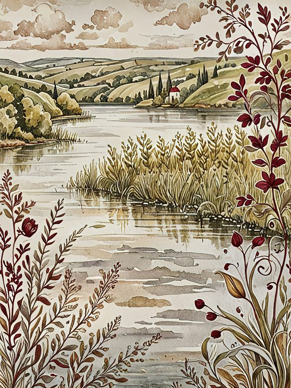 Watercolor Landscape Digital Paper Set: Elegant Lady, Earthy Tones (10 JPGs) — image 8