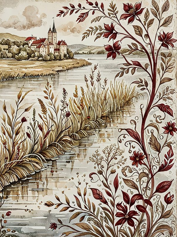 Watercolor Landscape Digital Paper Set: Elegant Lady, Earthy Tones (10 JPGs) — image 9