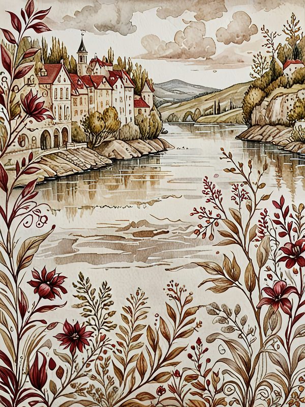 Watercolor Landscape Digital Paper Set: Elegant Lady, Earthy Tones (10 JPGs) — image 10