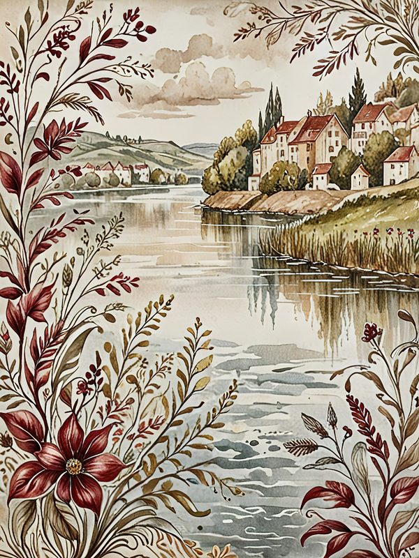 Watercolor Landscape Digital Paper Set: Elegant Lady, Earthy Tones (10 JPGs) — image 11