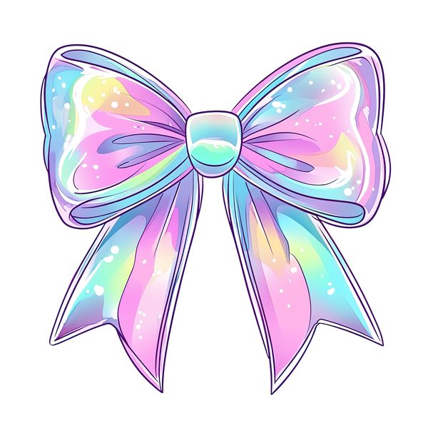 Pastel Bow Clipart: Watercolor Iridescent Graphics (PNG Set) — image 1