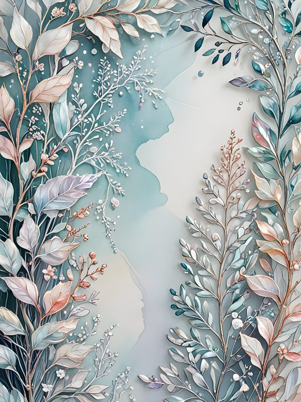 Watercolor Floral Frame Digital Paper Set: Iridescent Soft Colors (10 JPGs) Commercial Use — image 1