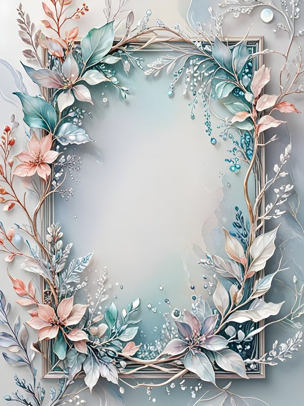 Watercolor Floral Frame Digital Paper Set: Iridescent Soft Colors (10 JPGs) Commercial Use — image 2