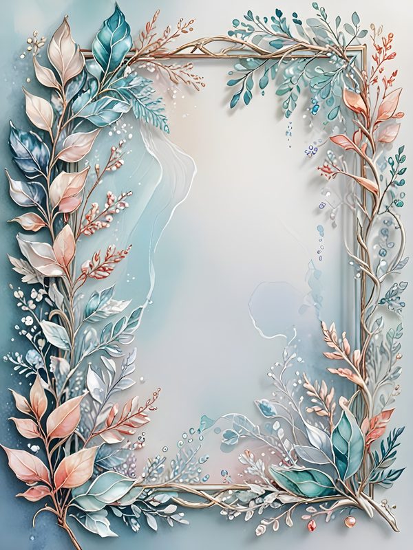 Watercolor Floral Frame Digital Paper Set: Iridescent Soft Colors (10 JPGs) Commercial Use — image 4