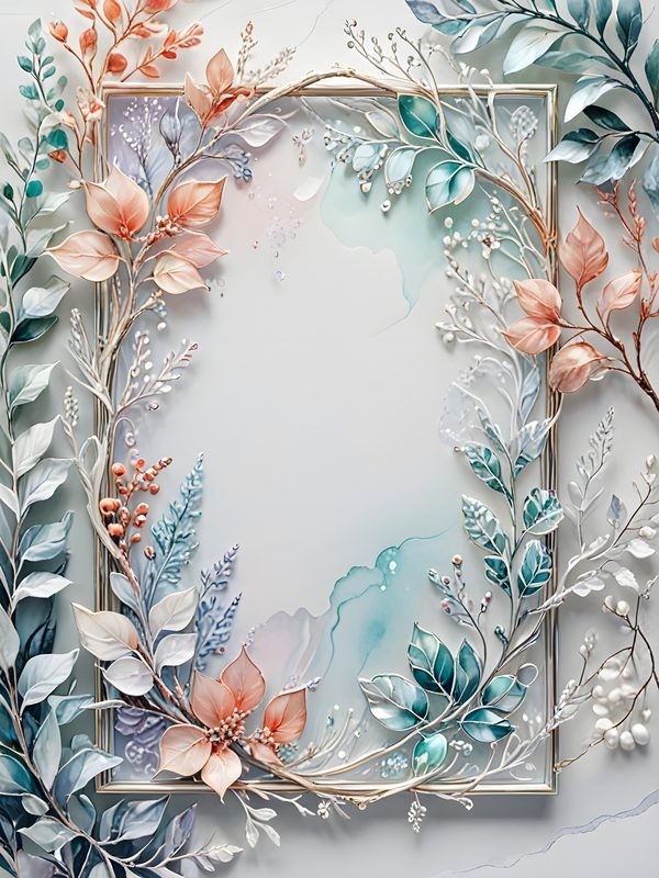 Watercolor Floral Frame Digital Paper Set: Iridescent Soft Colors (10 JPGs) Commercial Use — image 7