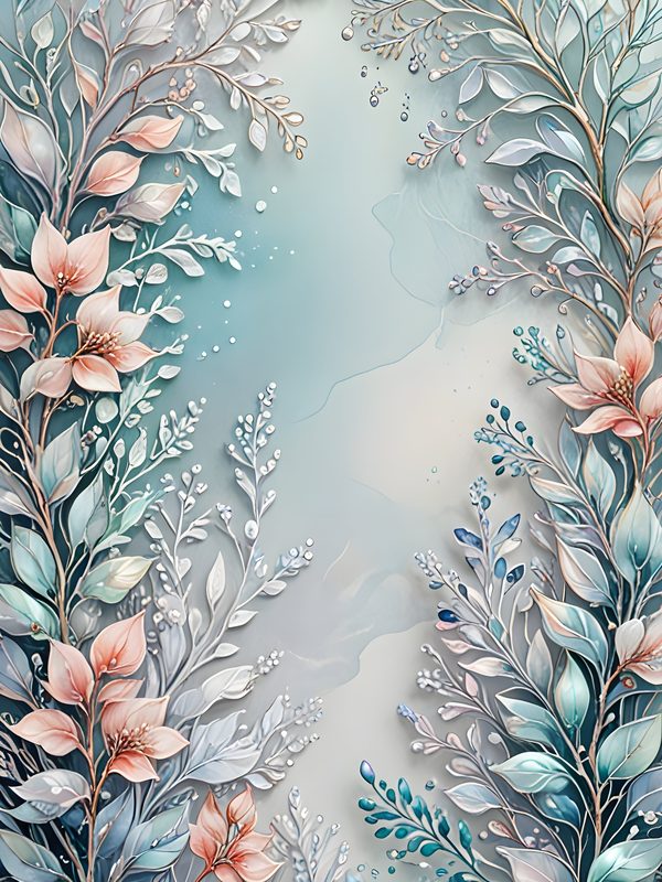 Watercolor Floral Frame Digital Paper Set: Iridescent Soft Colors (10 JPGs) Commercial Use — image 8