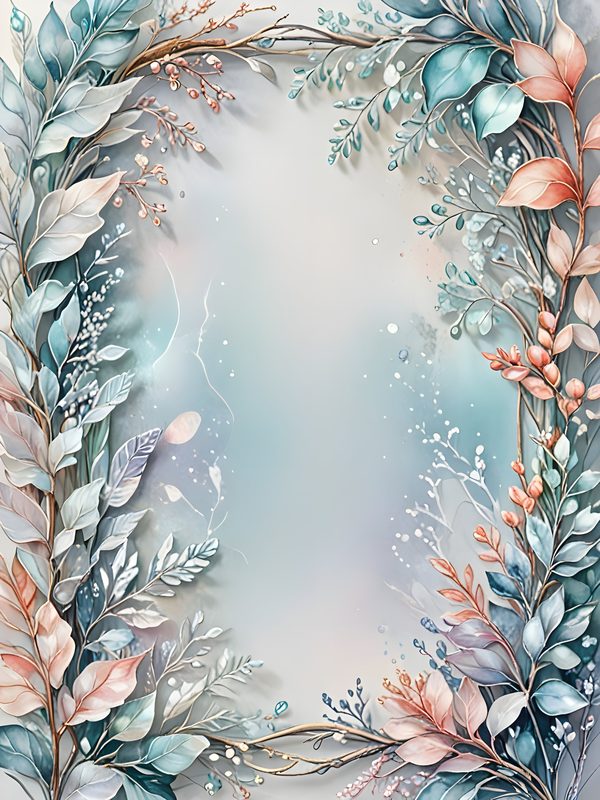 Watercolor Floral Frame Digital Paper Set: Iridescent Soft Colors (10 JPGs) Commercial Use — image 9