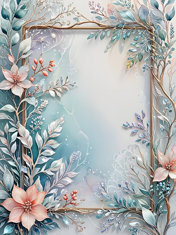 Watercolor Floral Frame Digital Paper Set: Iridescent Soft Colors (10 JPGs) Commercial Use — image 10