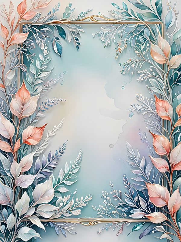 Watercolor Floral Frame Digital Paper Set: Iridescent Soft Colors (10 JPGs) Commercial Use — image 11