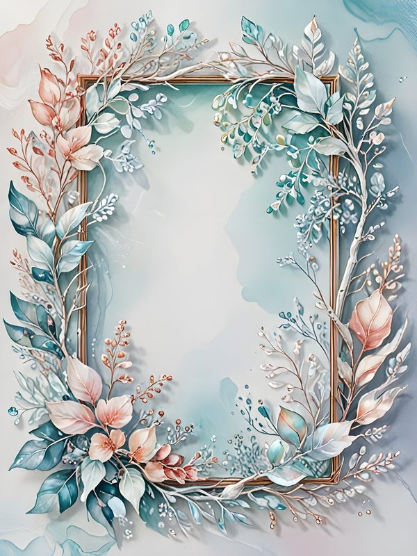 Watercolor Floral Frame Digital Paper Set: Iridescent Soft Colors (10 JPGs) Commercial Use — image 12