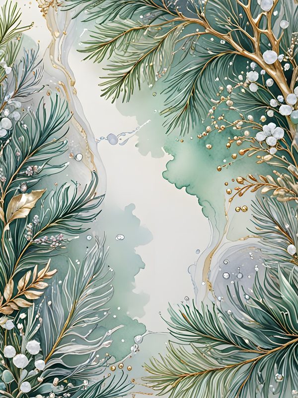 Christmas Pine Frame Digital Papers: Winter Foliage Scrapbooking Background (Digital Download) — image 2