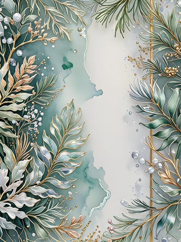 Christmas Pine Frame Digital Papers: Winter Foliage Scrapbooking Background (Digital Download) — image 4