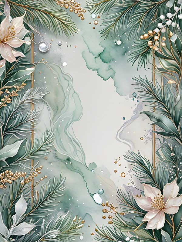 Christmas Pine Frame Digital Papers: Winter Foliage Scrapbooking Background (Digital Download) — image 5
