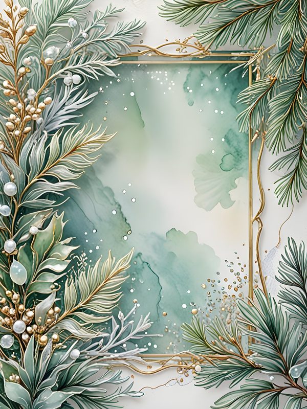 Christmas Pine Frame Digital Papers: Winter Foliage Scrapbooking Background (Digital Download) — image 7