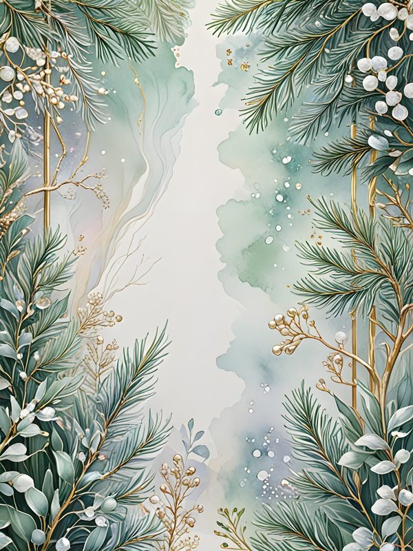 Christmas Pine Frame Digital Papers: Winter Foliage Scrapbooking Background (Digital Download) — image 8