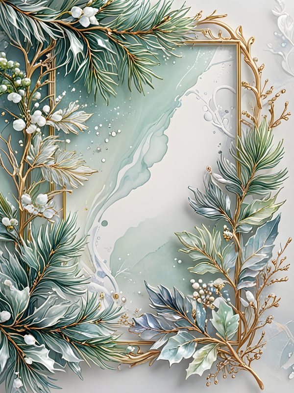 Christmas Pine Frame Digital Papers: Winter Foliage Scrapbooking Background (Digital Download) — image 10